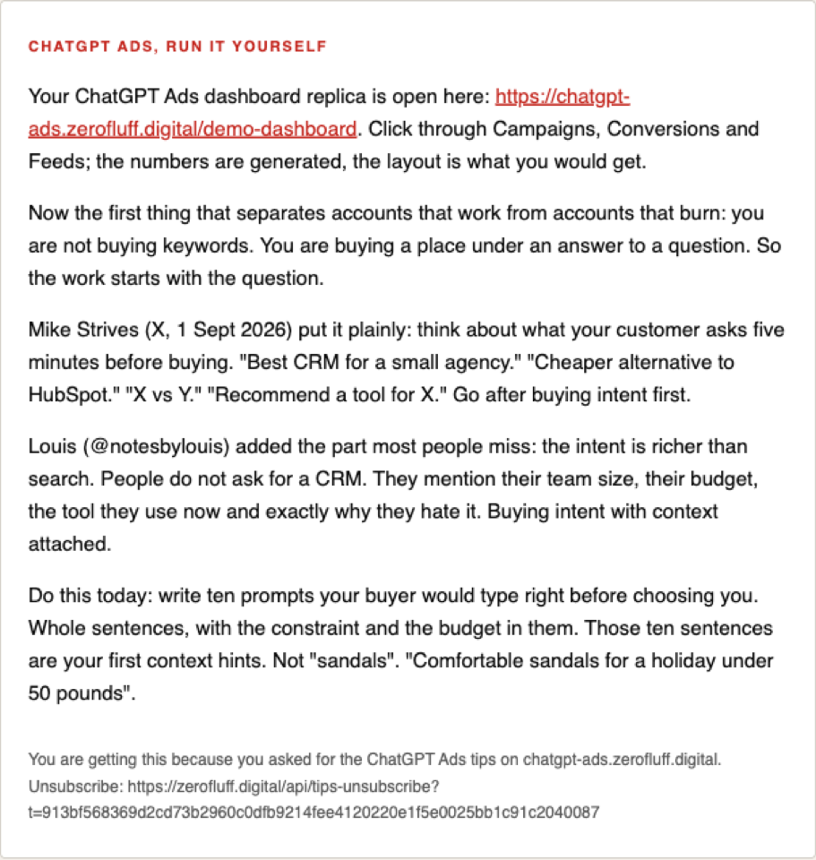 Tip 1 of 6 as it arrives by email: target conversations, not keywords